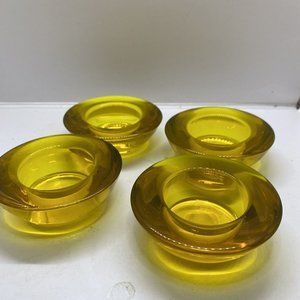 Crate & Barrel set of 4 Summer Yellow Tea Light Holders